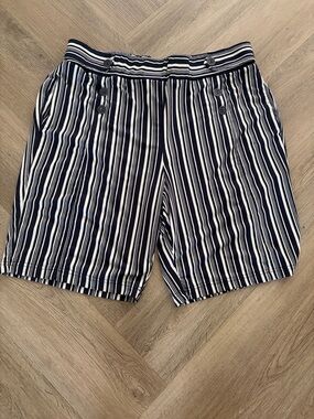 Robert Louis Navy and White Striped Flat-Front Men’s Shorts